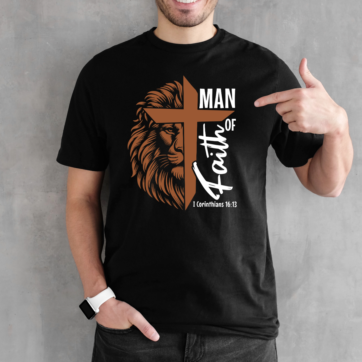 Man of Faith T Shirt | Christian Mens Apparel | Religious Gift for Him