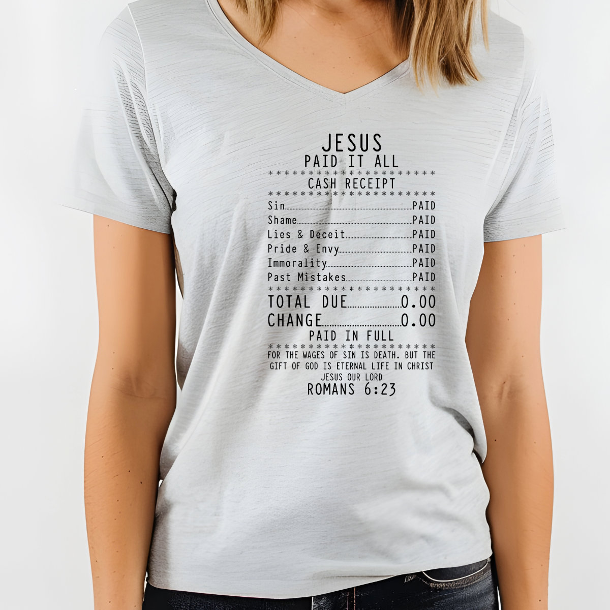 Jesus Paid It All Romans 6:23 Shirt | Gospel Tee | Christian Salvation Apparel | Gift of God Shirt