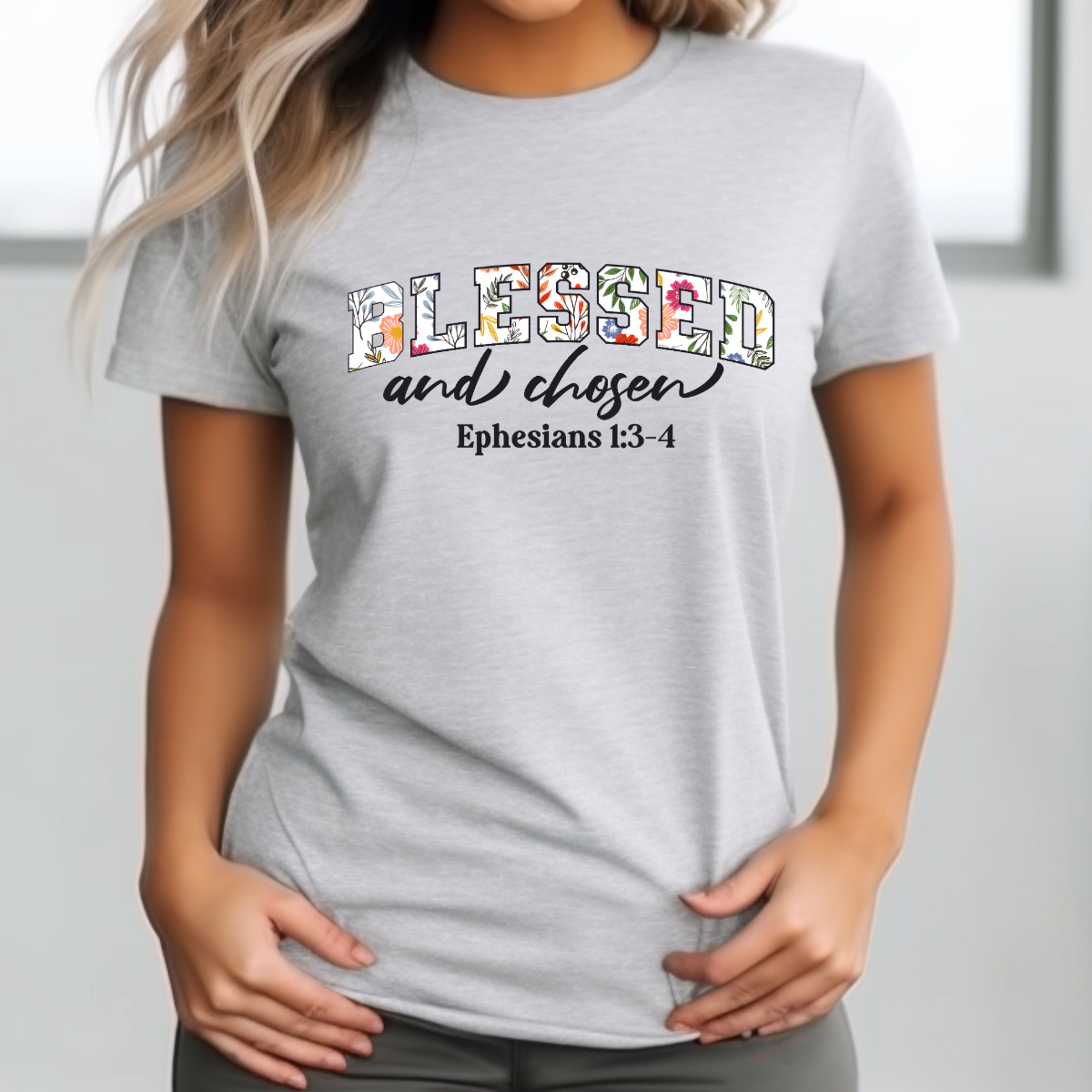 Blessed and Chosen Ephesians 1:3-4 Shirt | Christian Election Tee | Biblical Identity Apparel