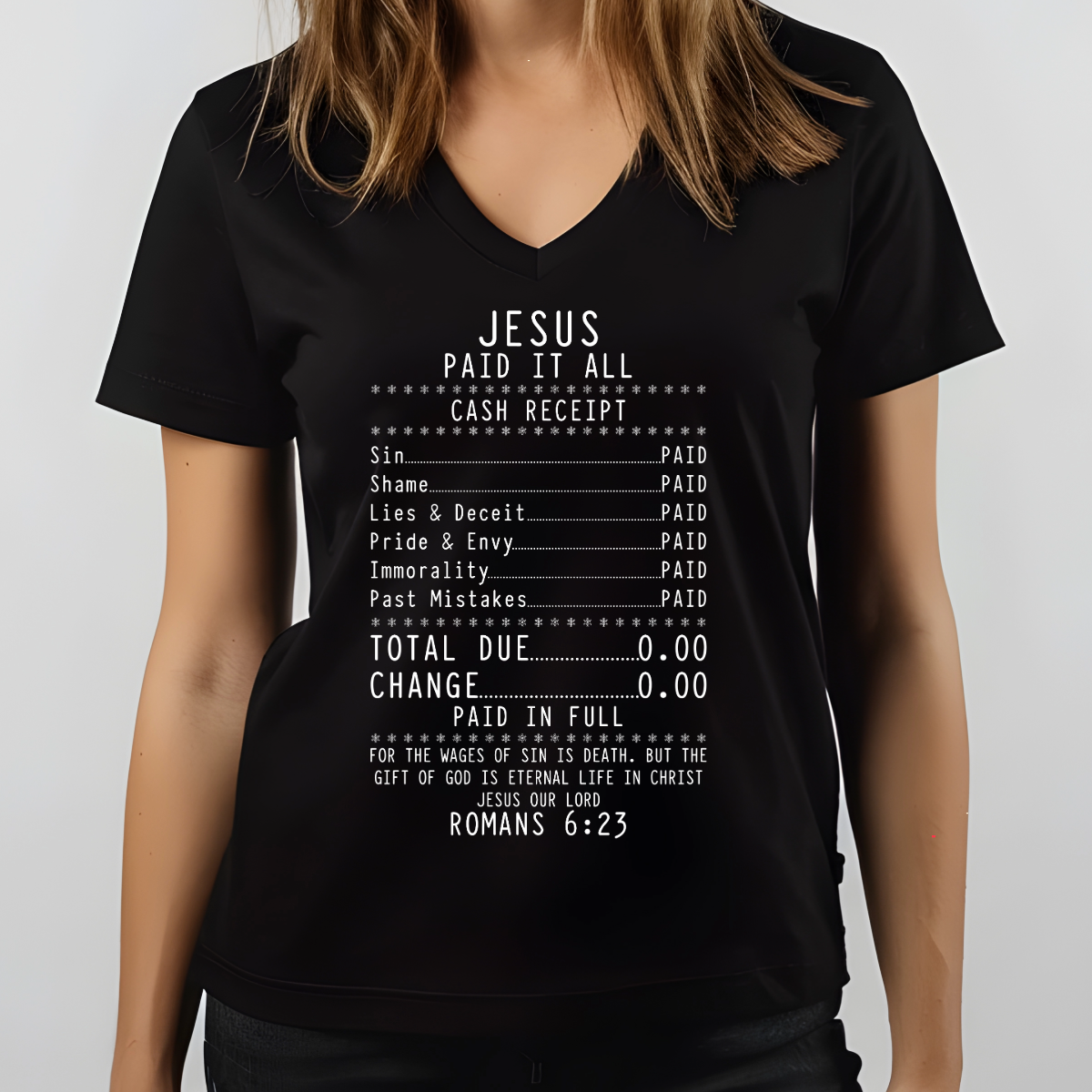 Jesus Paid It All Romans 6:23 Shirt | Gospel Tee | Christian Salvation Apparel | Gift of God Shirt