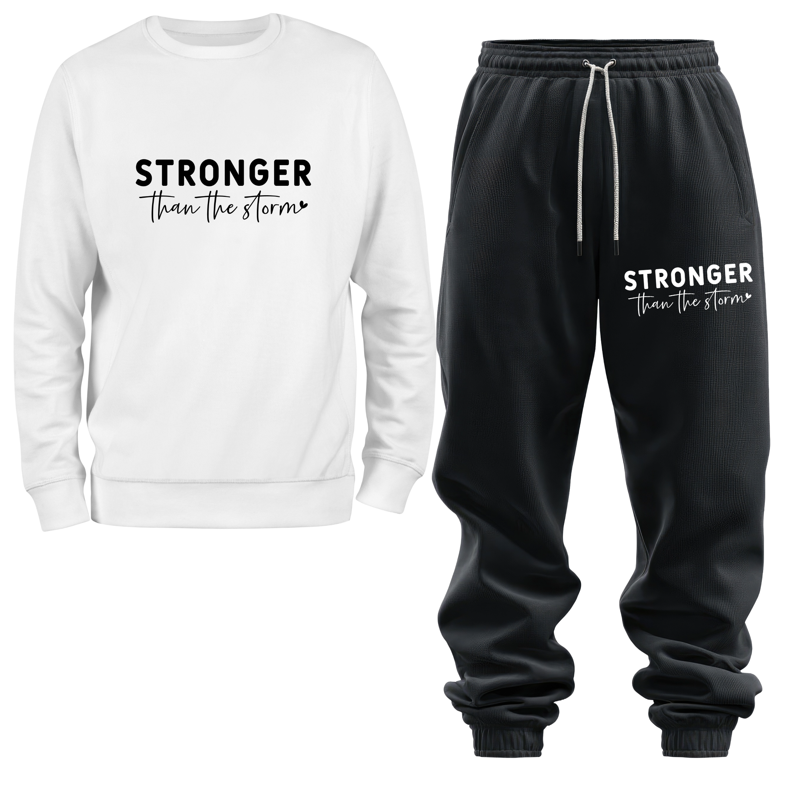 Stronger Than The Storm Christian Sweatshirt & Sweatpants Set | Faith-Based Loungewear | Inspirational Matching Set